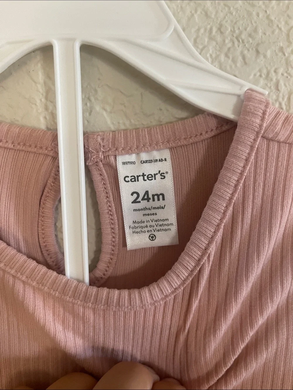 Carter's Blush Ribbed Long-Sleeve Tulle Dress